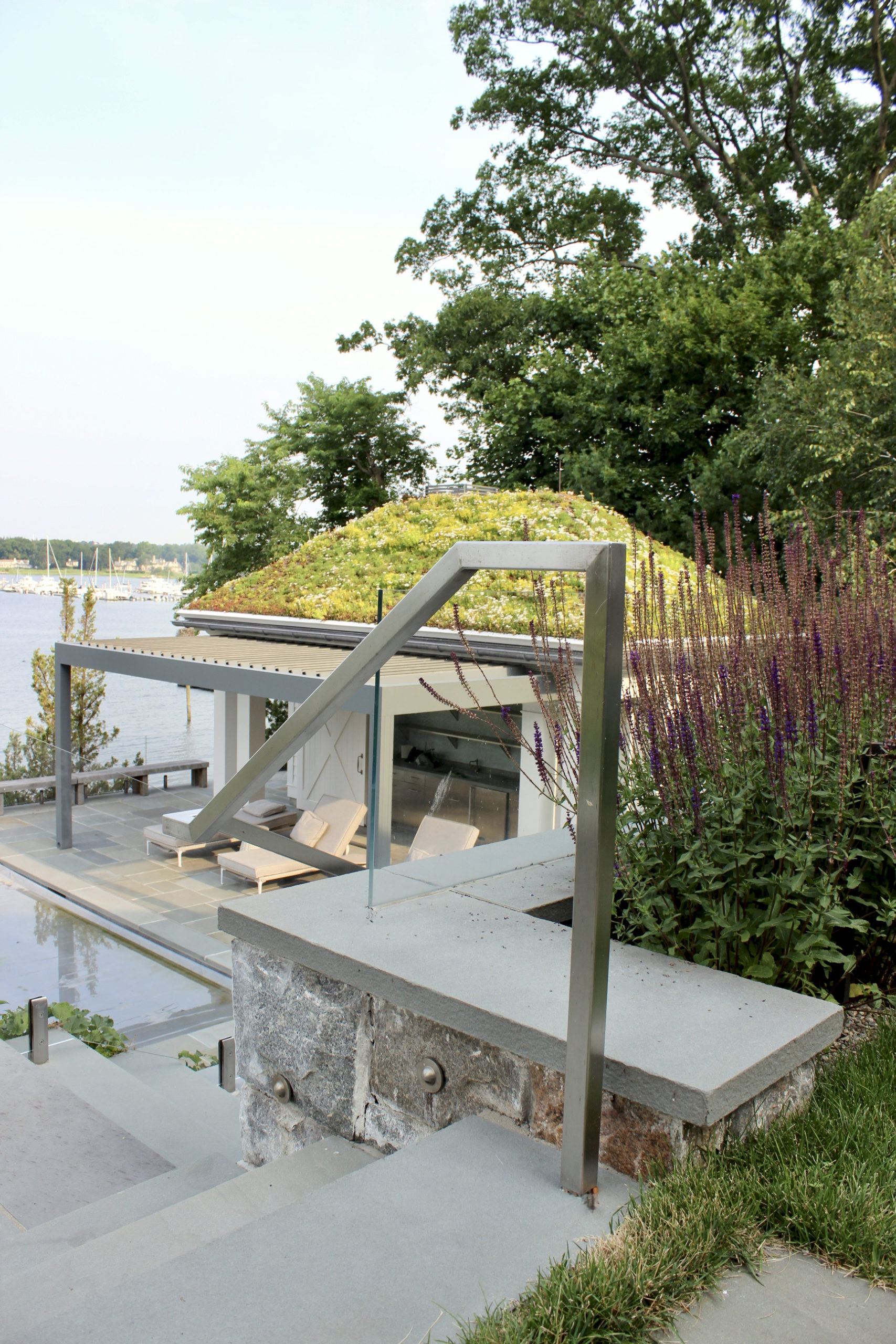 Railing system live roof landscape architect reason pergola glass railing